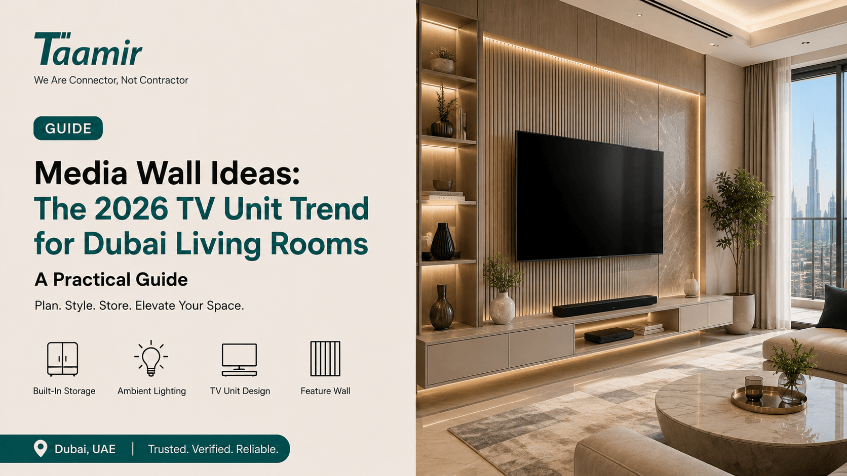 Media Wall Ideas: The 2026 TV Unit Trend for Dubai Living Rooms