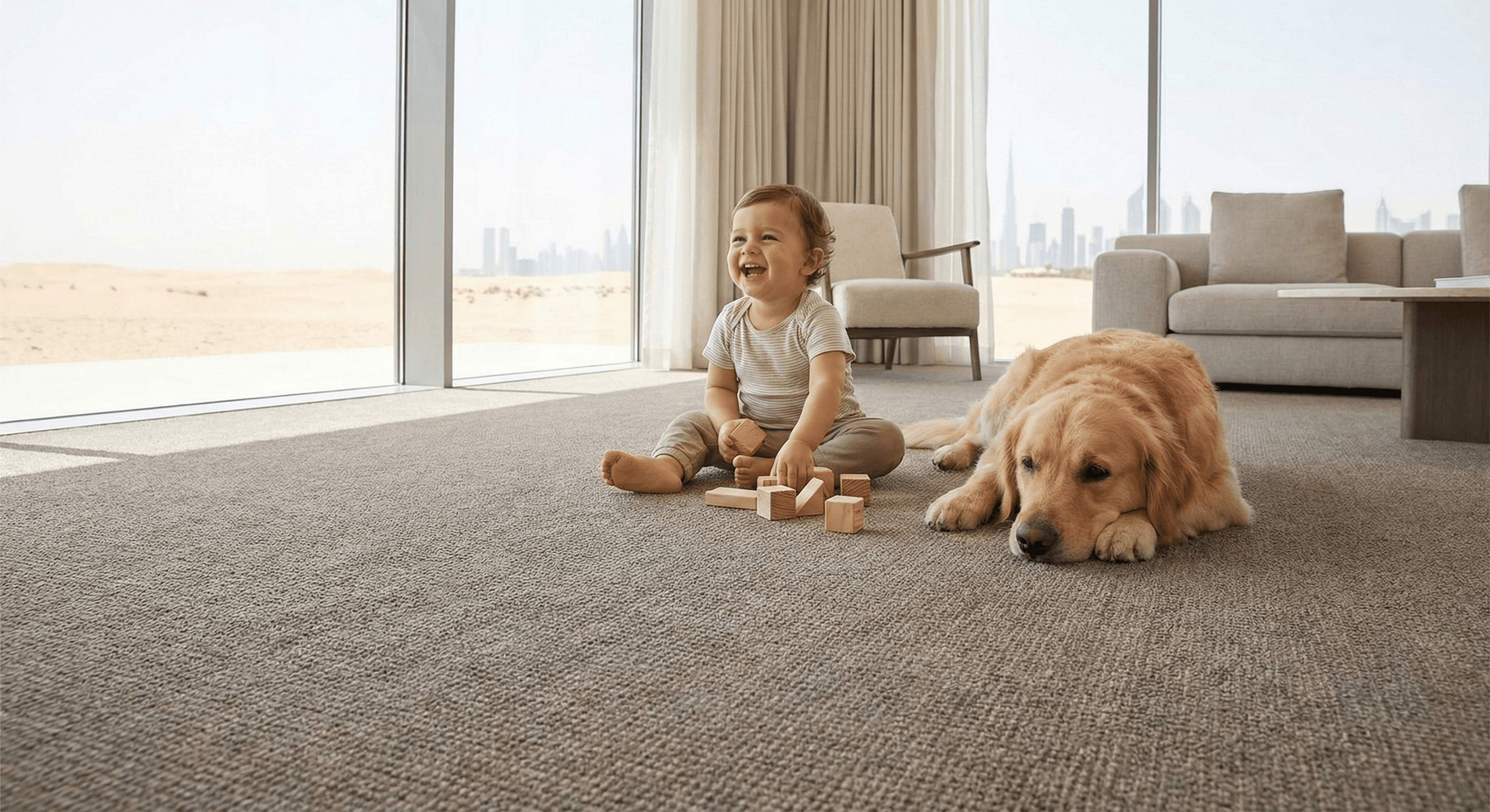 Best Carpet for Kids and Pets in the UAE: Fibers, Pile Types & Easy-Clean Tips
